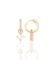 Gümüş rose baget kesim zirkon taşlı halka küpe SGTL12256ROSE