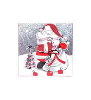 Yılbaşı Noel Baba ve Çam Ağacı Motifli Hediye Kutusu 8x6 cm