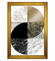 Soyut Şekiller Motifli Kanvas Tablo 50 x 70 cm Gold Çerçeve