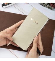 9x18 cm Krem Yumuşak Vegan Deri Kapak Kareli Tarihsiz Not Okul Defteri