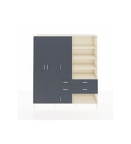 Hyperion Dolap 14 Raflı 4 Çekmeceli 4 Kapaklı 220x44x243 Aytaşı-Antrasit/Antrasit