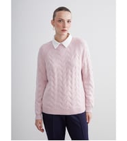 LCWAIKIKI Classic Pembe Bisiklet Yaka Kendinden Desenli Kadın Triko Kazak
