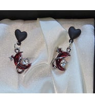 Dükkan Design Heart Detay Y2K Red Moon Küpe