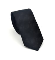 Şal Desenli Siyah Dokuma Kumaş Mendilli Slim Fit Kravat // SDK-2509-1