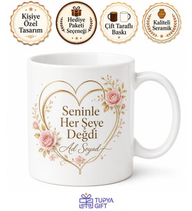 Evlilik Yıldönümü İçin Kişiye Özel İsimli Baskılı Kupa Bardak Hediye