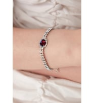 Kadın Bordo Stella Model Zirkon Taşlı Gümüş Abiye Elbise Günlük Parti Balo Date Kombin Bileklik