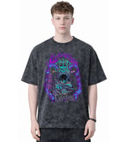 Tasarım Solo Leveling Arise Sung Jin Woo Anime Baskılı Unisex Oversize Eskitme Yıkamalı Tişört