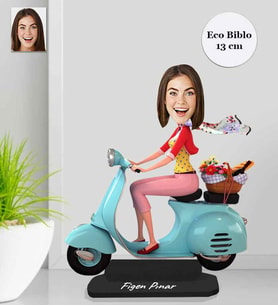 Kişiye Özel Mortorcu Kadın Ahşap Eco Biblo -3