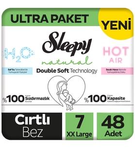 Sleepy 7 Beden Double Soft Natural Bebek Bezi Ultra Paket 48 Adet
