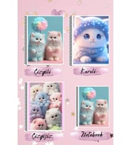 Sevimli kediler defter seti A4 defter çizgili + kareli + çizgisiz + A5 notebook defter