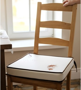 Yaprak Nakışlı Sandalye Minderi 40x40x5 cm Panama Keten 5 cm Süngerli Özel Tasarım