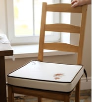 Yaprak Nakışlı Sandalye Minderi 40x40x5 cm Panama Keten 5 cm Süngerli Özel Tasarım