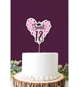 Sweet 18 pembe-siyah Pasta Süsü *Kalın Kağıt
