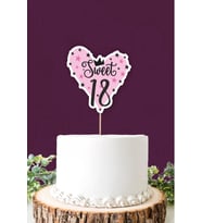 Sweet 18 pembe-siyah Pasta Süsü *Kalın Kağıt