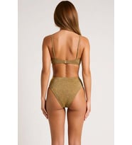 Kadın Bikini Takımı Ayarlanabilir Askılı Kaplı Yüksek Bel Simli Örme Balensiz Aksesuarlı Regular