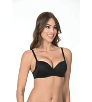 Desteksiz Boş Kap Balenli Dikişsiz Sütyen  Siyah 1108