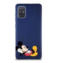 Samsung Galaxy A71 Soft Premier Kapak Mickey Mouse-F Tasarımlı Silikon Kılıf - Lacivert (Şeffaf)