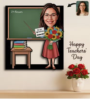 BK Gift Kişiye Özel Kadın Öğretmen Karikatürlü 3D Ahşap Tablo -5, Öğretmene Hediye, Öğretmenler Günü Hediyesi
