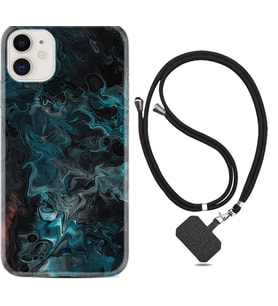 Apple iPhone 11 12 13 Mini Kılıf Boyun Askılı Silikon Colorful Abstract 1384