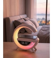 RGB Gece Lambalı Kablosuz Şarj Cihazlı Bluetooth Hoparlör Dijital Saat