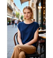Kadın Büyük Beden Bluz Basic Bisiklet Yaka Ay Kol Örme Ribana Esnek Fitted Düz Regular Şık