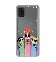 Samsung Galaxy A21S Uyumlu Powerpuff Girls Desenli Şeffaf Telefon Kılıfı