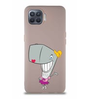 Oppo Reno 4 Lite Soft Premier Kapak Pearl Yengeç Tasarımlı Silikon Kılıf - Pudra (Şeffaf)