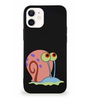 Apple iPhone 12 Soft Premier Kapak Salyangoz Gary Tasarımlı Silikon Kılıf - Siyah (Şeffaf)
