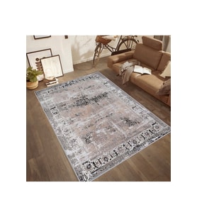 Rovigo Home Dijital Baskı Yıkanabilir Kaymaz Taban Salon Halısı RVG0520 (Kahverengi)
