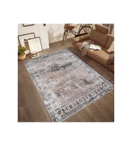 Rovigo Home Dijital Baskı Yıkanabilir Kaymaz Taban Salon Halısı RVG0520 (Kahverengi)