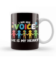 Autism Voice Heart Puzzle Ribbon Support Autistic Awareness Kupa Bardak Porselen