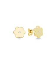 925 Ayar Gold Zirkon Taşlı Çiçek Gümüş Küpe