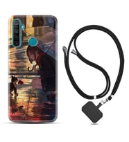Realme 5i 5 Pro 6i 7 Pro 8 Kılıf Boyun Askılı Silikon Kız ve Kedi 1762