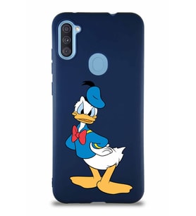 Samsung Galaxy A11 Soft Premier Kapak Donald Duck-D Tasarımlı Silikon Kılıf - Lacivert (Şeffaf)
