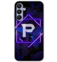 Galaxy A35 Kılıf HD Desen Baskılı Kılıf - Dark Neon Yaprak P Harfi