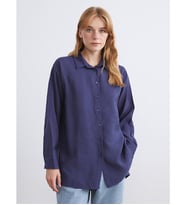 LCW Modest Lacivert Oversize Modal Karışımlı Kadın Gömlek Tunik
