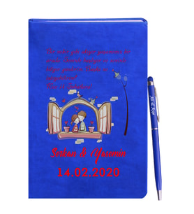 Sevgililer Gününe Özel Mavi Defter Kalem Hediye Seti 9