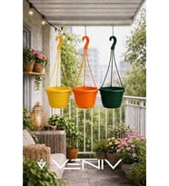 3 Adet Askılı Dekoratif Saksı - Askılar Dahil- 18 cm x 12 cm
