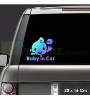 Gülen Bebek Arabada Bebek Var Hologram Oto Araba Sticker Etiket Renkli Aksesuar Çıkartma 20 x 16 Cm