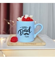 Super Dad ( En Süper Baba ) Tasarımlı Kişiye Özel Mavi Türk Kahvesi Fincanı
