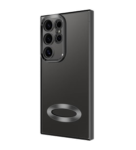 Galaxy S24 Ultra Kılıf Kamera Korumalı Logo Gösteren Omega Kılıf (Siyah)