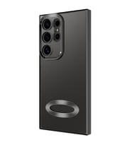 Galaxy S24 Ultra Kılıf Kamera Korumalı Logo Gösteren Omega Kılıf (Siyah)