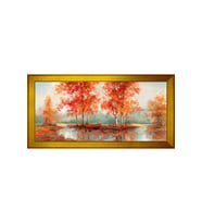 Manzara Temalı Kanvas Tablo 80 x 110 cm Gold Çerçeve