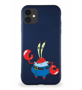 Apple iPhone 11 Soft Premier Kapak Bay Yengeç Tasarımlı Silikon Kılıf - Lacivert (Şeffaf)