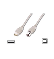 Digitus USB bağlantı kablosu, A - B tipi St/St 3 metre, USB 2.0 uygun, beyaz renk