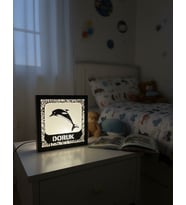 Kişiye Özel Yunus Temalı Dekoratif  Led Gece Lambası Beyaz  ( Canlı Anılar )