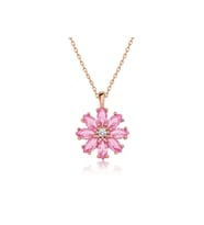 Gümüş Rose Pembe Çiçek Kolye CSR2180740