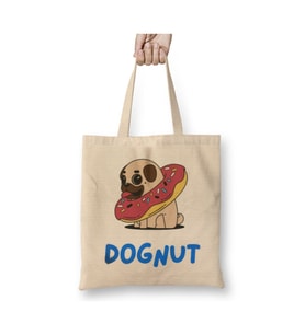Dognut Donut Köpek Dogs Beyaz Bez Çanta Uzun Saplı Alışveriş Çantası Plaj Çantası