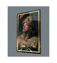 Miyrem Glasses Collection -A1^#  Gold Şerit Yapay Zeka Üniformalı Atatürk Cam Tablo (Çok Renkli)