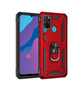 Huawei Y6p Kılıf Sofya Yüzüklü Silikon Kapak - Kırmızı